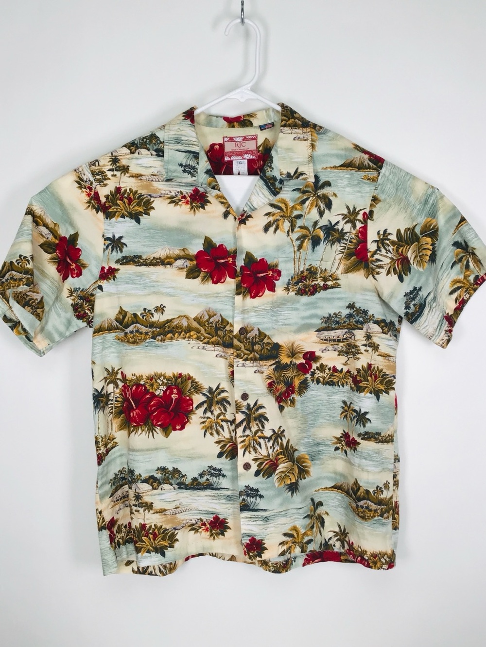RJC men’s made in USA short sleeve button up Hawaiian shirt XL
